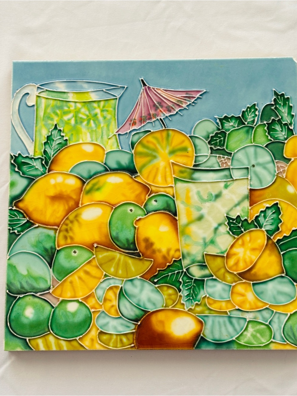 Decorative Tile or Trivet Lemon & Lime Summer Decoration Ceramic & Manmade